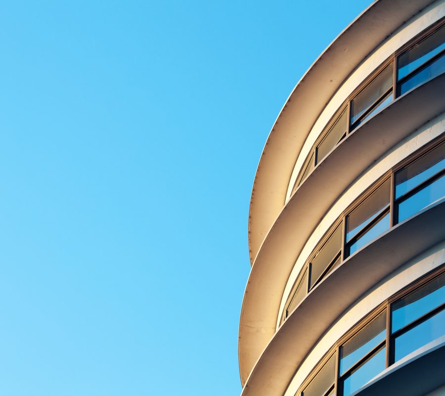 Beautiful modern office building against the blue sky